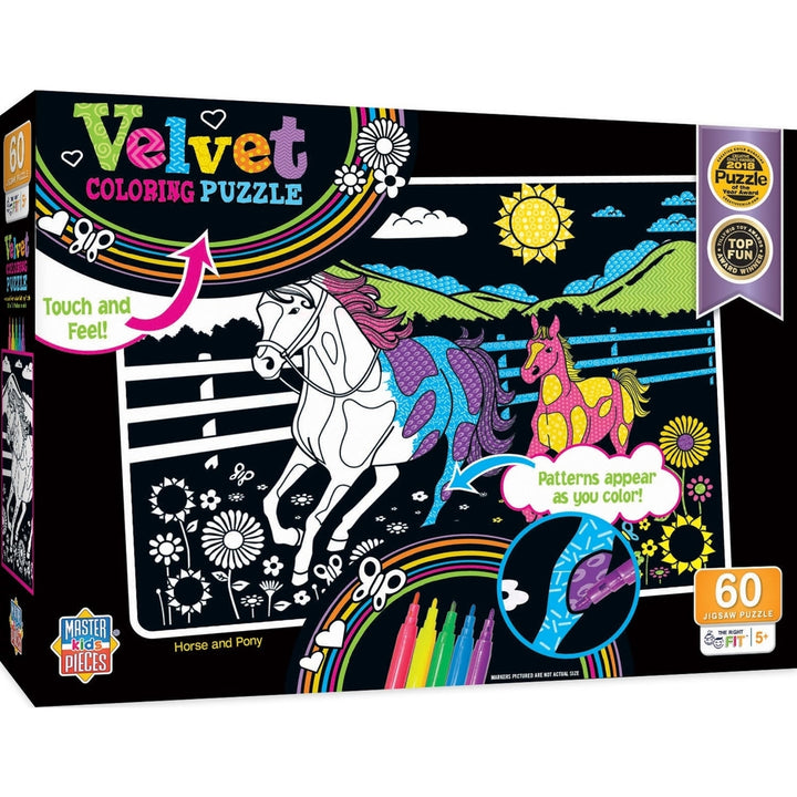 Velvet Coloring - Horse and Pony 60 Piece Jigsaw Puzzle Image 1