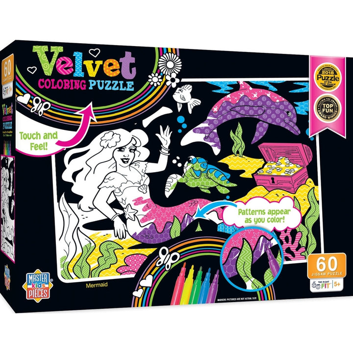 Velvet Coloring - Mermaid 60 Piece Jigsaw Puzzle Image 1