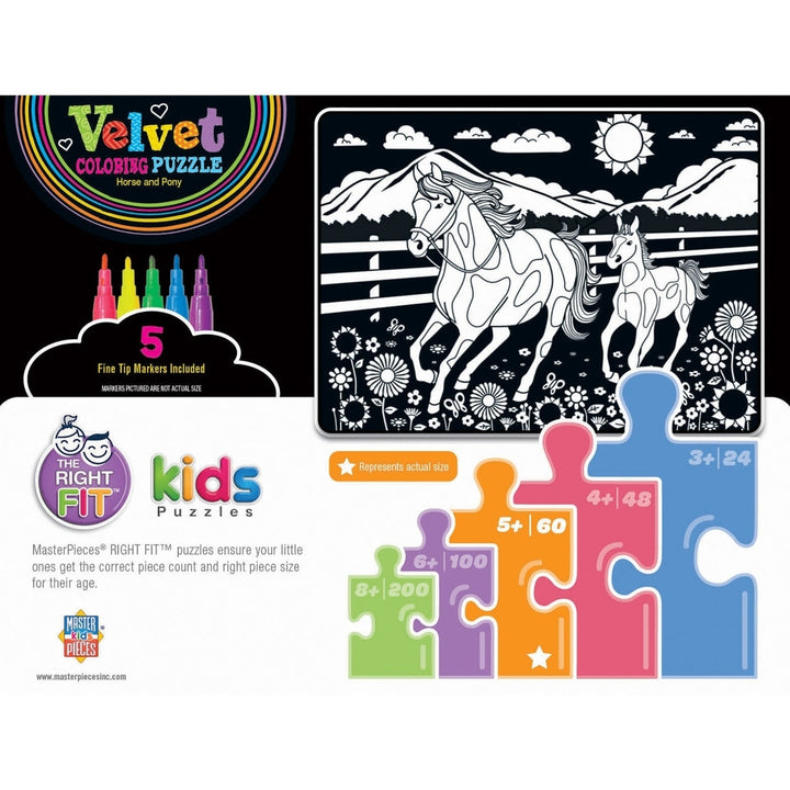 Velvet Coloring - Horse and Pony 60 Piece Jigsaw Puzzle Image 3