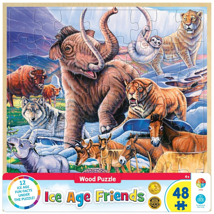 Wood Fun Facts - Ice Age Friends 48 Piece Wood Jigsaw Puzzle Image 1