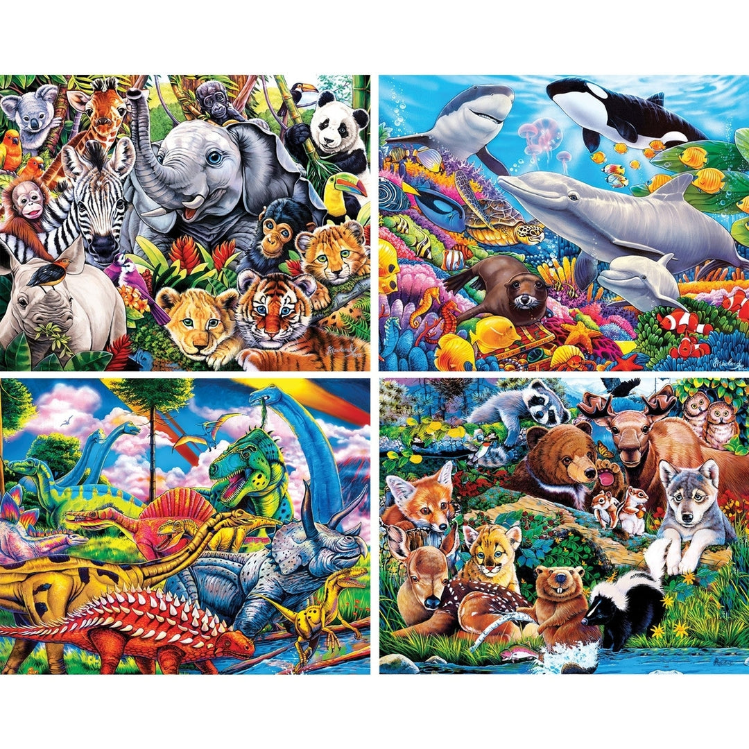 MasterPieces 100 Piece Jigsaw Puzzles World of Animals 4 Pack Kids Puzzles Image 2