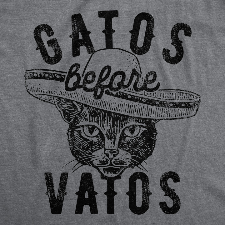 Womens Gatos Before Vatos T Shirt Funny Kitten Lovers Spanish Joke Tee For Ladies Image 2