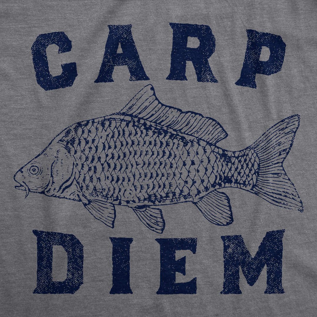 Mens Carp Diem T Shirt Funny Seize The Day Saying Fishing Lovers Joke Tee For Guys Image 2