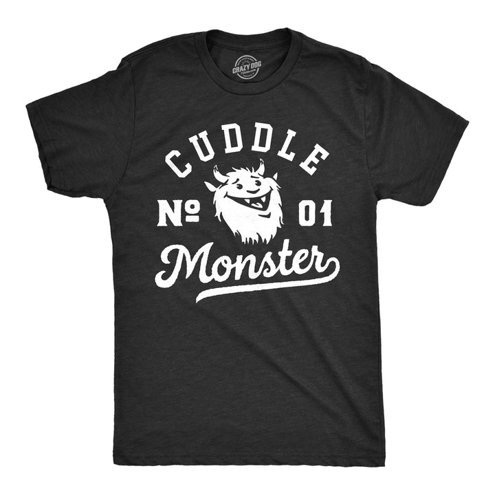 Mens Cuddle Monster T Shirt Funny Snuggling Hugging Joke Tee For Guys Image 1