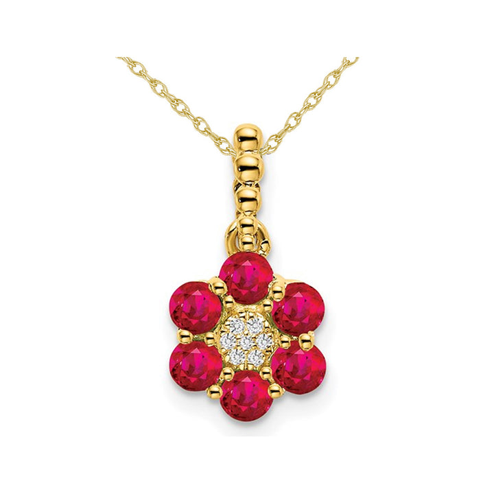 3/5 Carat (ctw) Natural Ruby Pendant Necklace in 14K Yellow Gold and Chain Image 1