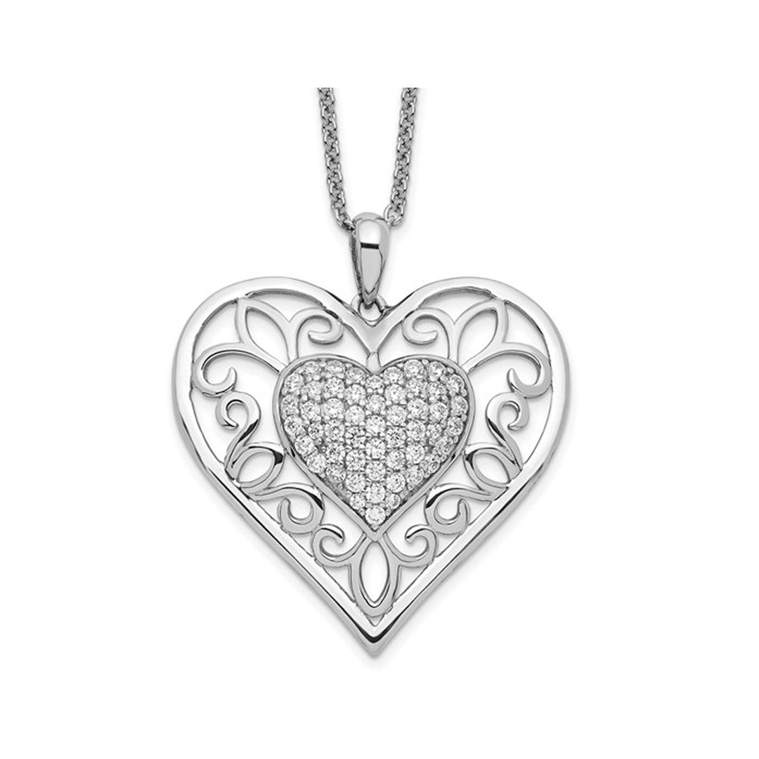 To My Daughter Heart Pendant Necklace in Sterling Silver with Synthetic Cubic Zirconia (CZ)s Image 1