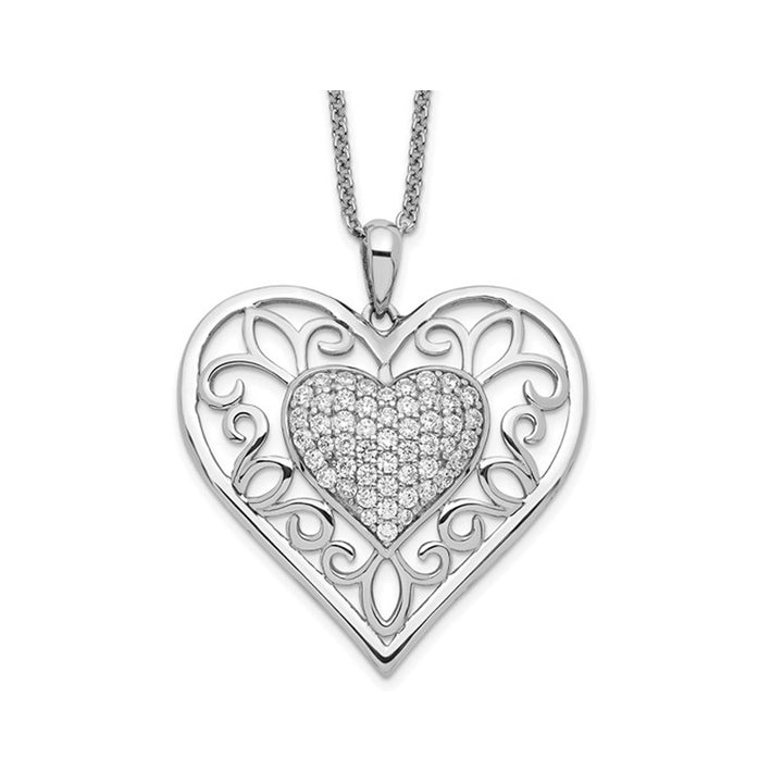 To My Daughter Heart Pendant Necklace in Sterling Silver with Synthetic Cubic Zirconia (CZ)s Image 1