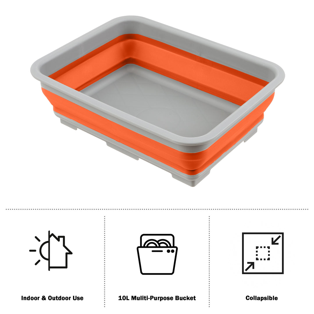 Wakeman 10L Collapsible Portable Camping Wash Basin Ice Bucket Orange Durable Image 7