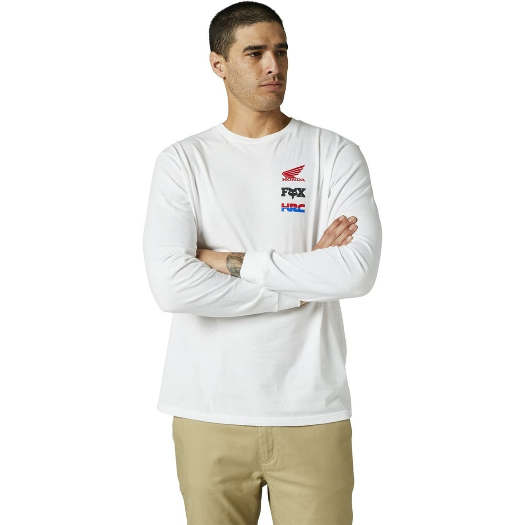 Fox Racing Honda Long Sleeve Tee Optic White Mens Premium T-Shirt Size M Image 4