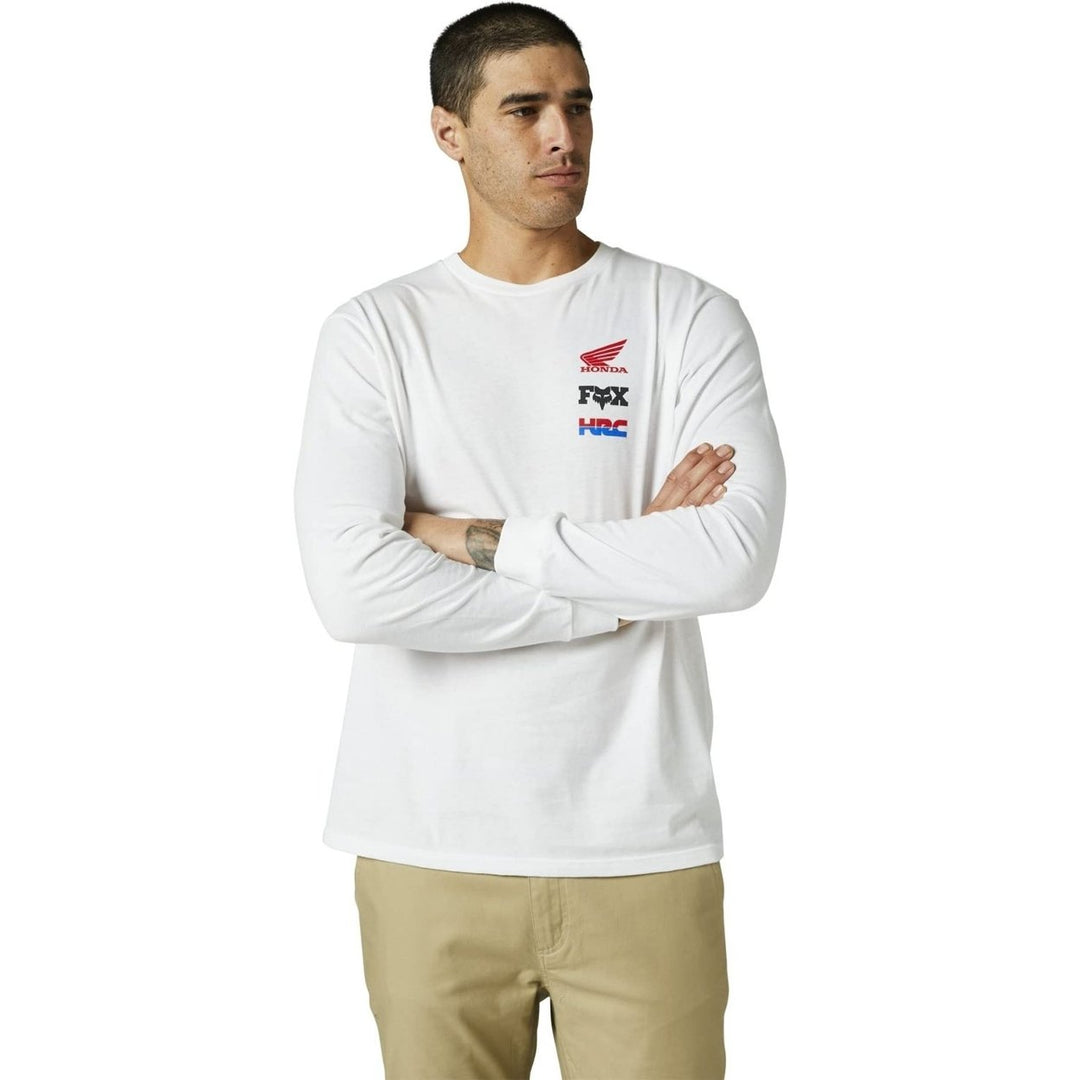 Fox Racing Honda Long Sleeve Tee Optic White Mens Premium T-Shirt Size M Image 1