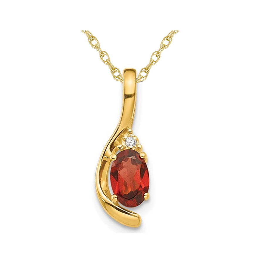 3/5 Carat (ctw) Natural Garnet Pendant Necklace in 14K Yellow Gold with Chain Image 1