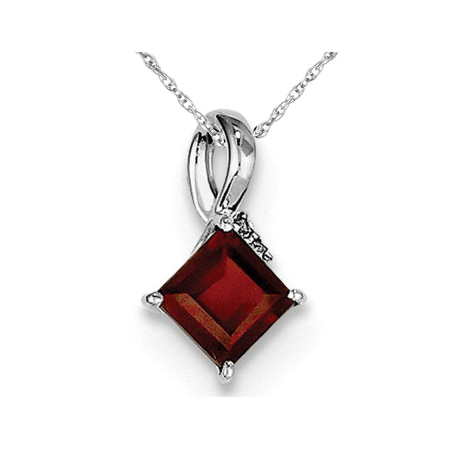 Red Garnet 0.70 Carat (ctw) Pendant Necklace in Sterling Silver and Chain Image 1