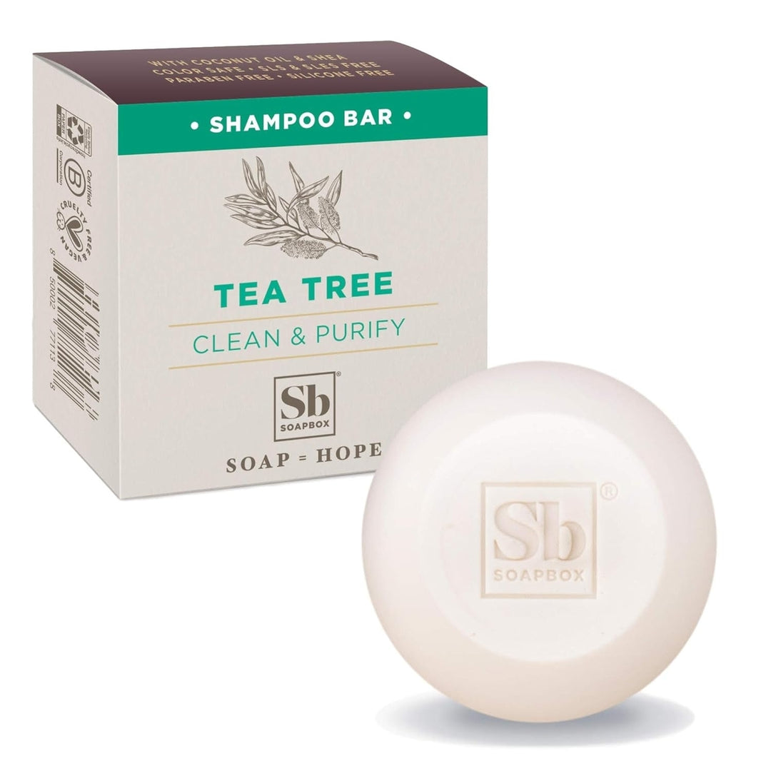 Soapbox Tea Tree Shampoo BarNaturalEco Friendly Bar Shampoo for Dry Scalp -2pack Image 1