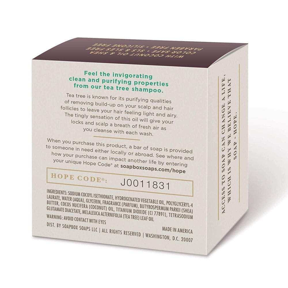 Soapbox Tea Tree Shampoo BarNaturalEco Friendly Bar Shampoo for Dry Scalp -2pack Image 2