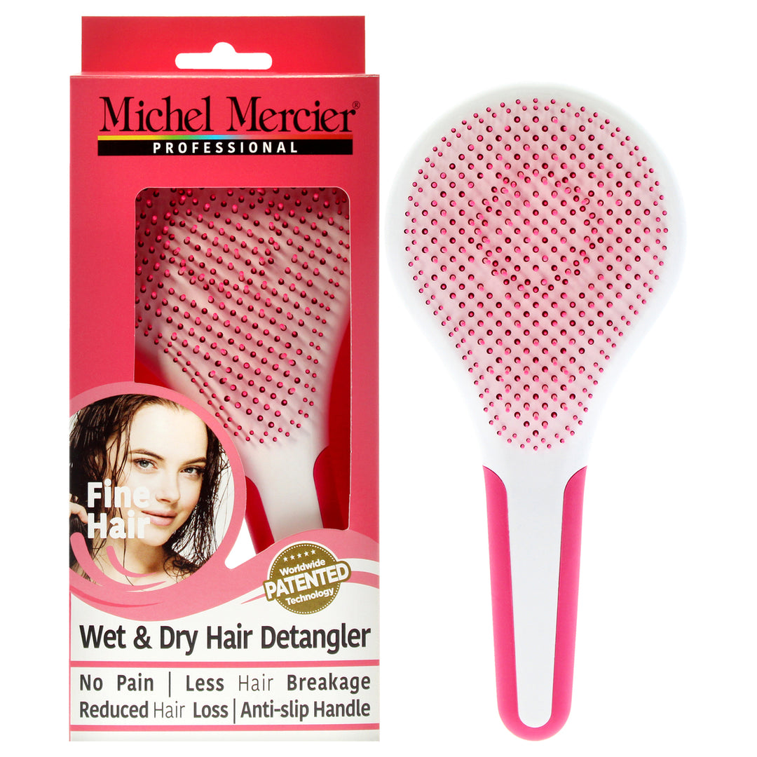 Michel Mercier Wet and Dry Hair Detangler Fine Hair - Pink-White Hair Brush 1 Pc Image 1