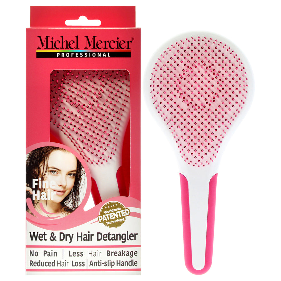 Michel Mercier Wet and Dry Hair Detangler Fine Hair - Pink-White Hair Brush 1 Pc Image 1