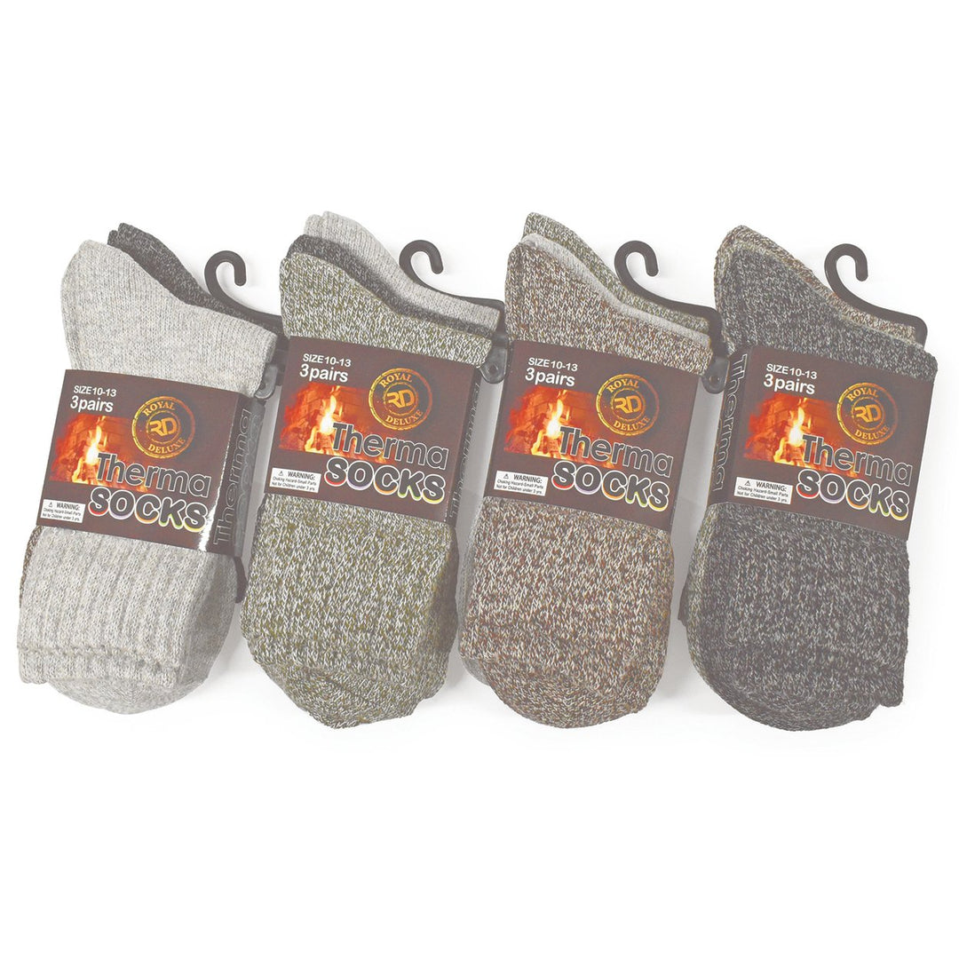 Mens Thermal Socks 6-Pack Size 10-13 Insulated Cozy Warm Winter Footwear Image 1