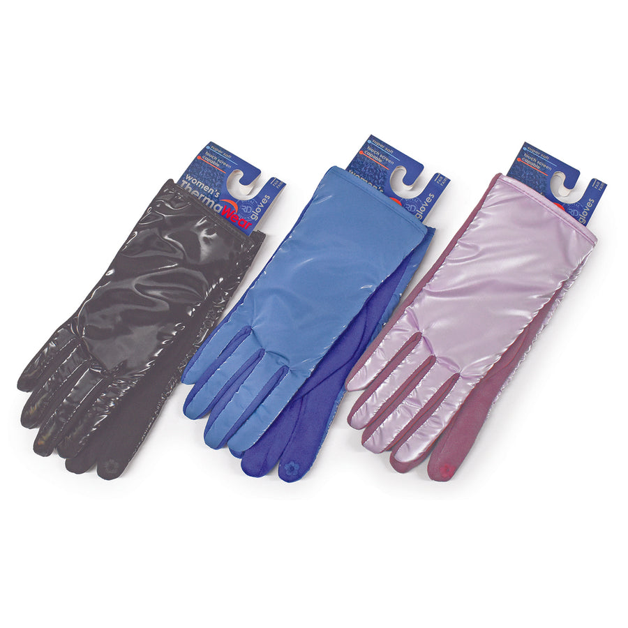 3-Pack Ladies Shiny Touch Screen Suede Style Fashion Gloves Image 1