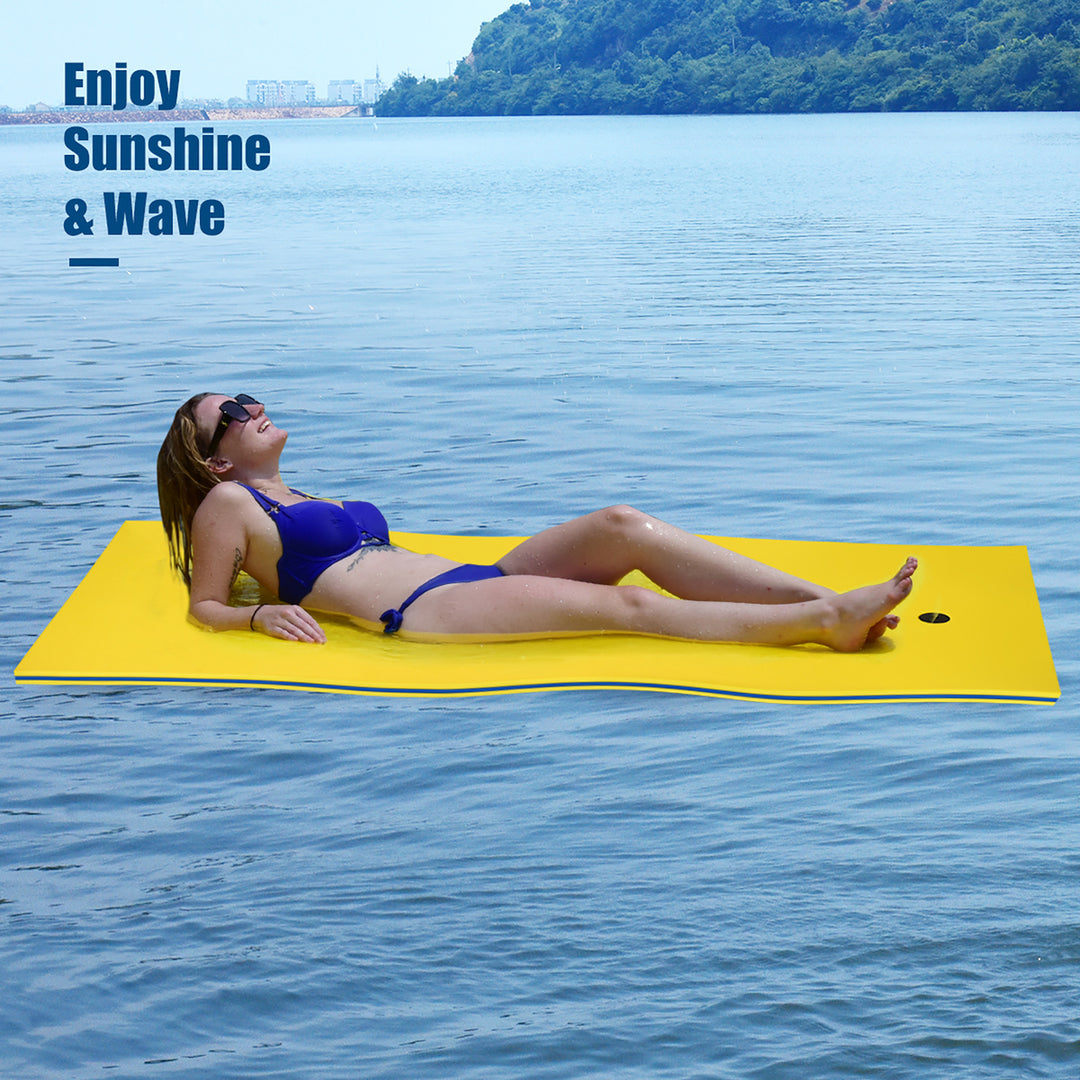 Costway 3-Layer Tear-Resistant Foam Floating Pad Island Water Sports Relaxing Image 3