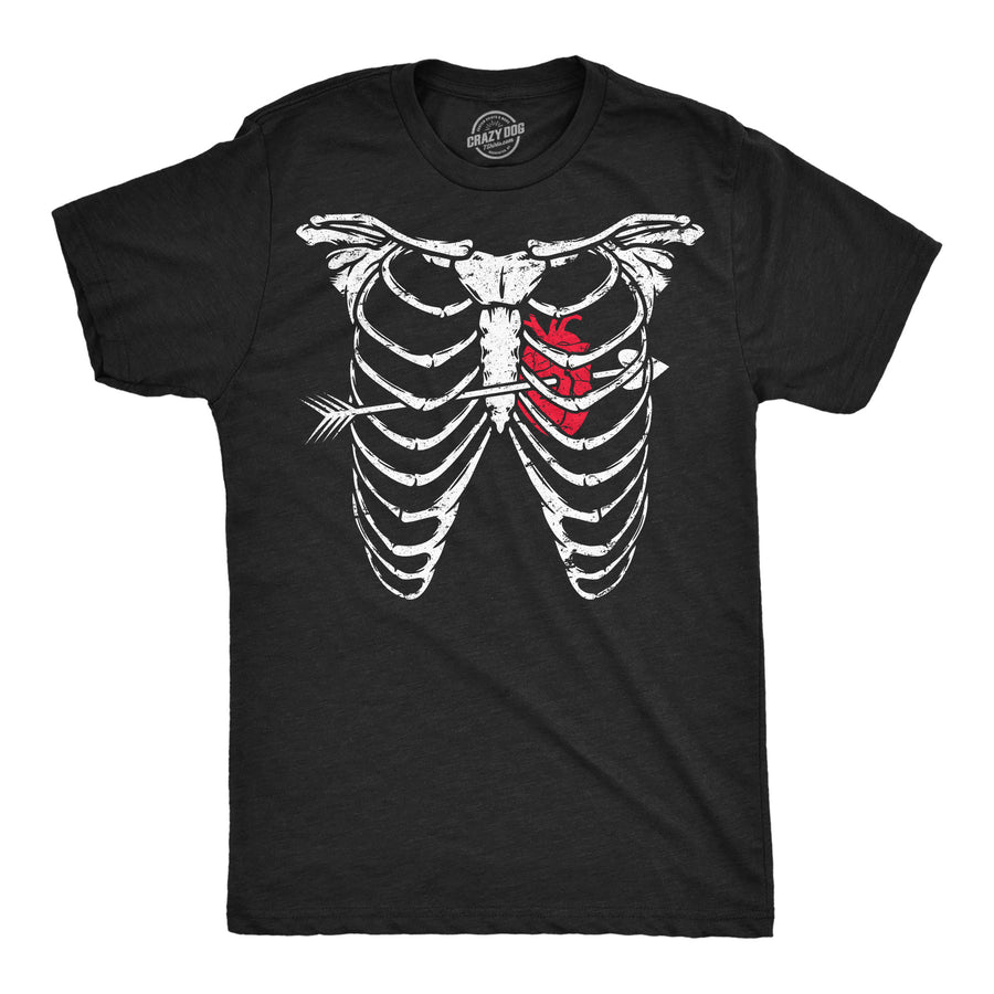 Mens Funny T Shirts Ribcage Arrow Heart Valentines Day Graphic Tee For Men Image 1