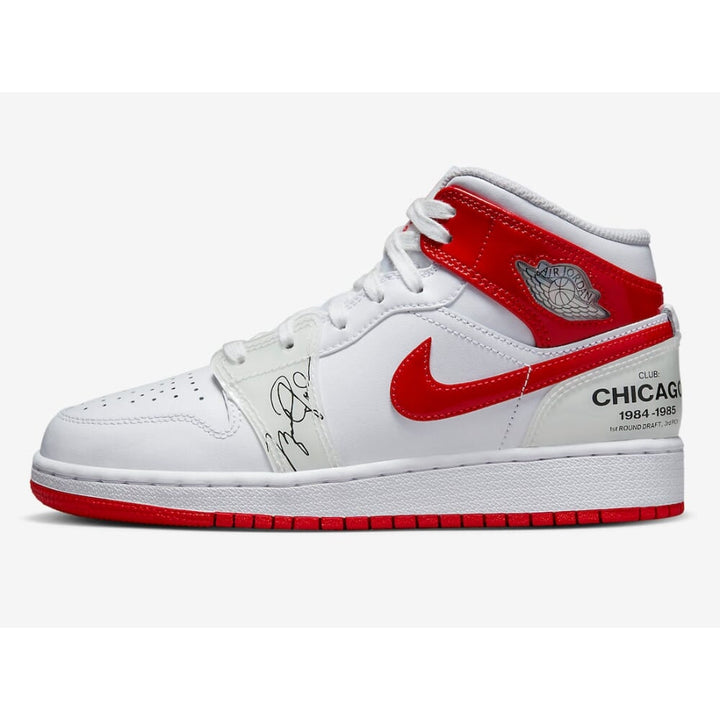 Nike Air Jordan 1 Mid SS White/University Red DR6496-116 Grade-School Image 1