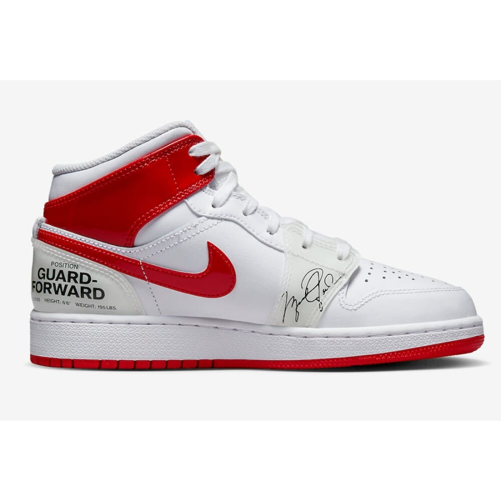 Nike Air Jordan 1 Mid SS White/University Red DR6496-116 Grade-School Image 2