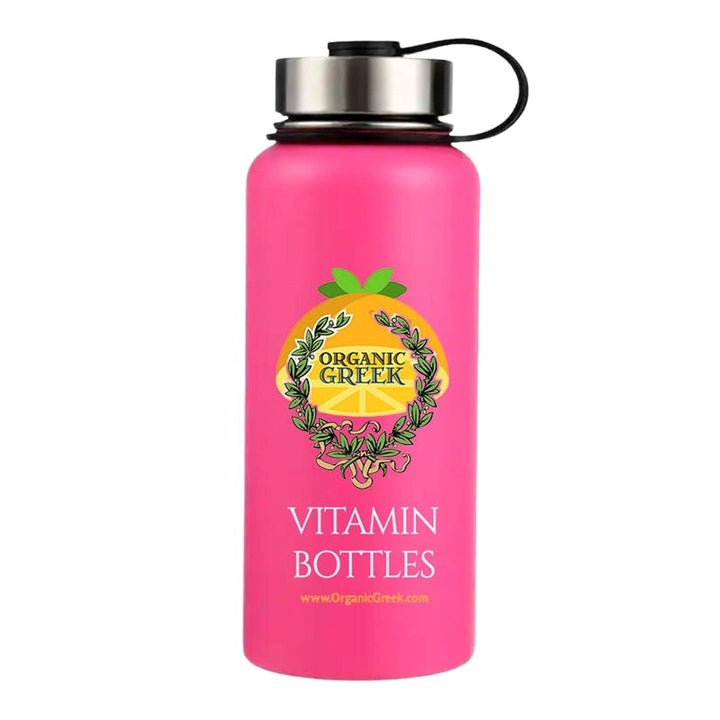 Organic Greek Sports Water Bottle - 28 Oz Leak Proof - Pink Stainless Steel BPA Free Gym and Bottles For Men Women and Image 3