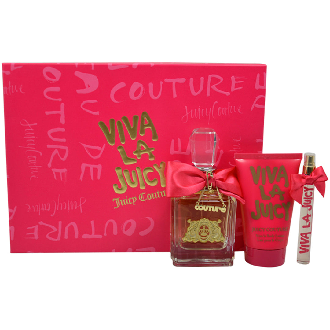 Juicy Couture Viva La Juicy 3.4oz EDP Spray, 4.2oz Body Lotion, 0.33oz EDP Spray 3 Pc Gift Set Image 1