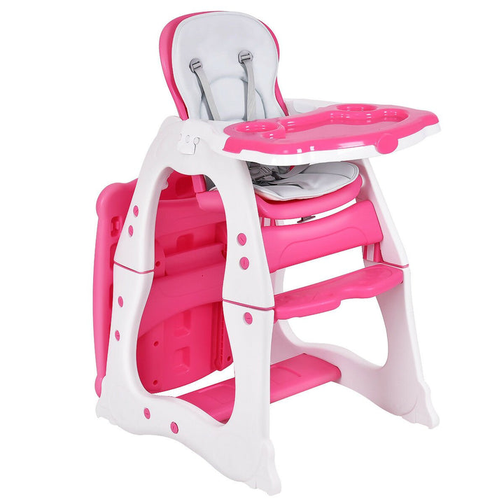 3 in 1 Baby High Chair Convertible Play Table Seat Booster Toddler Feeding Tray Coffee\ Purple\Pink\Blue Image 1