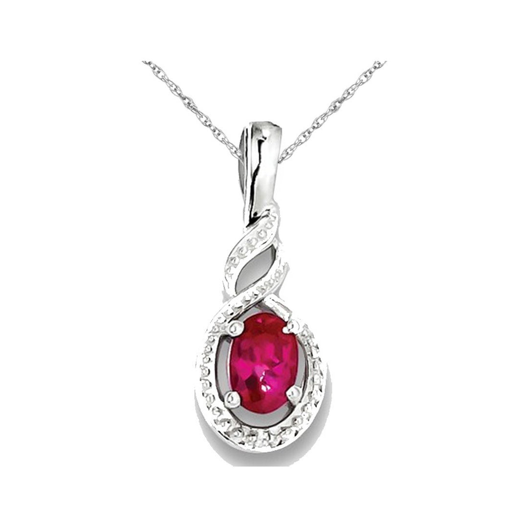 2/5 Carat (ctw) Lab Created Ruby Drop Infinity Pendant Necklace in Sterling Silver with Chain Image 1