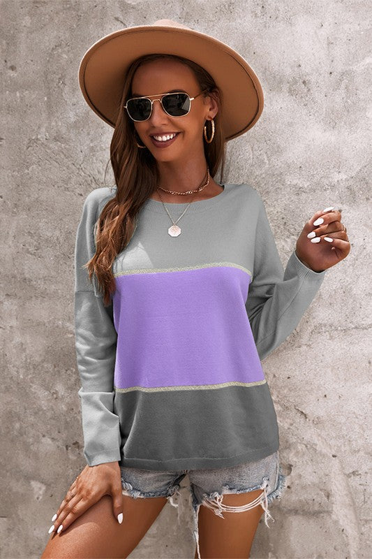 Colorblock Long Sleeve Sweater Image 2