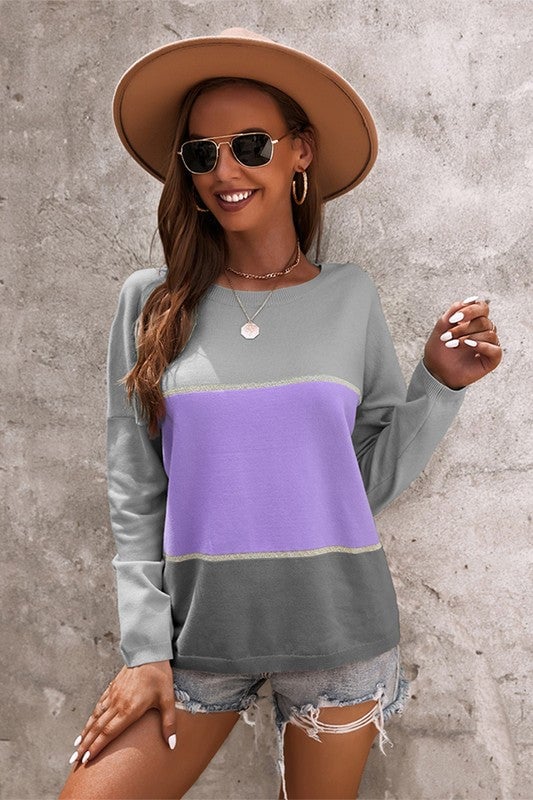 Colorblock Long Sleeve Sweater Image 1