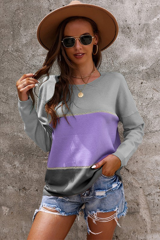 Colorblock Long Sleeve Sweater Image 3