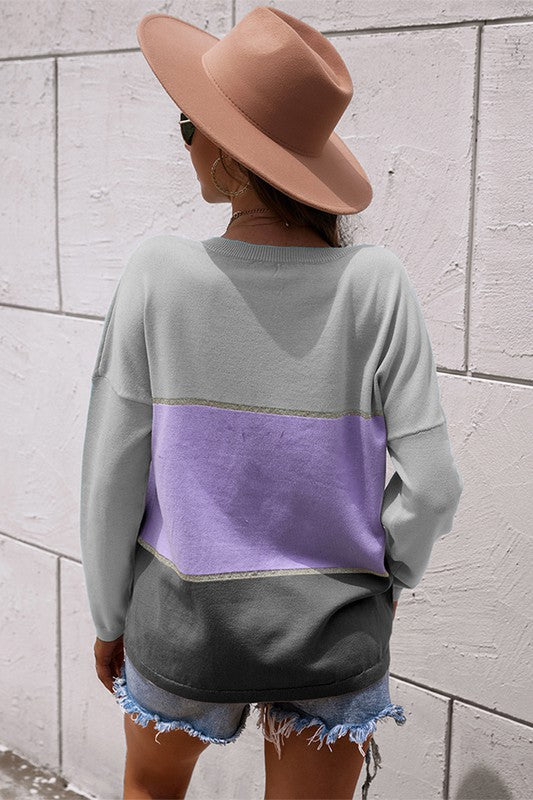 Colorblock Long Sleeve Sweater Image 4