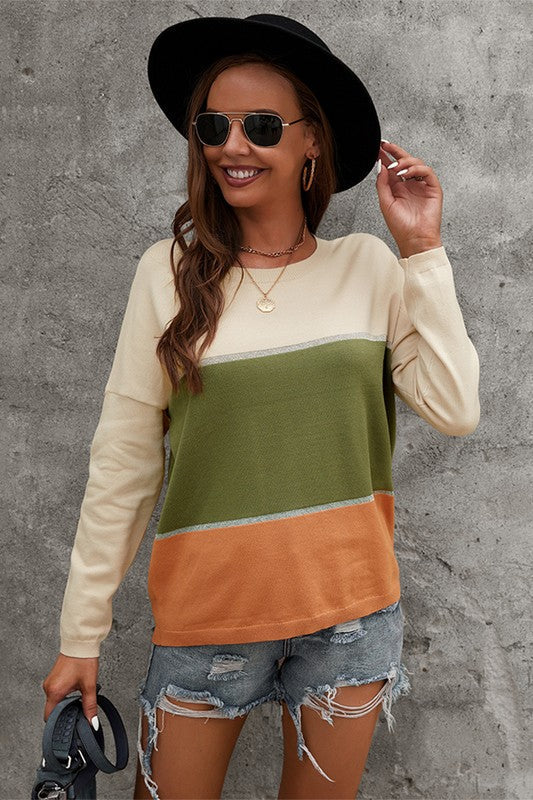 Colorblock Long Sleeve Sweater Image 4