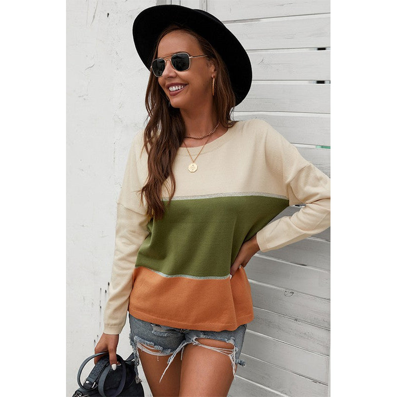 Colorblock Long Sleeve Sweater Image 6