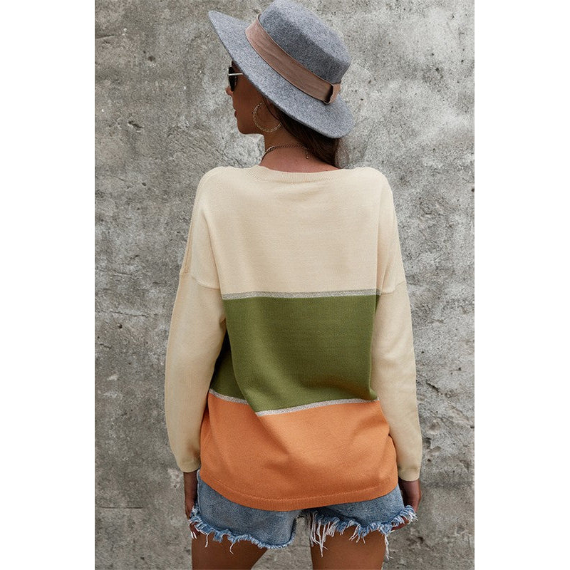 Colorblock Long Sleeve Sweater Image 7