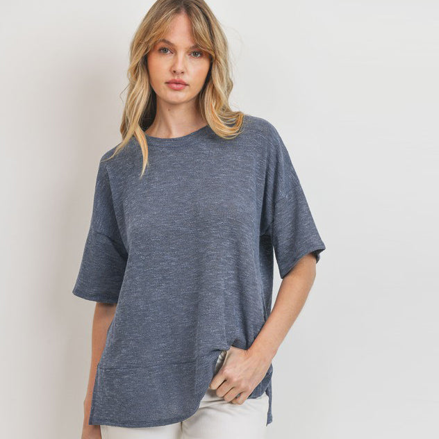 Comfy Slub Knit Tunic Top Image 1