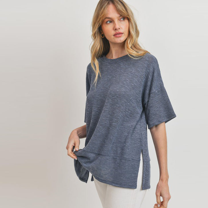 Comfy Slub Knit Tunic Top Image 2