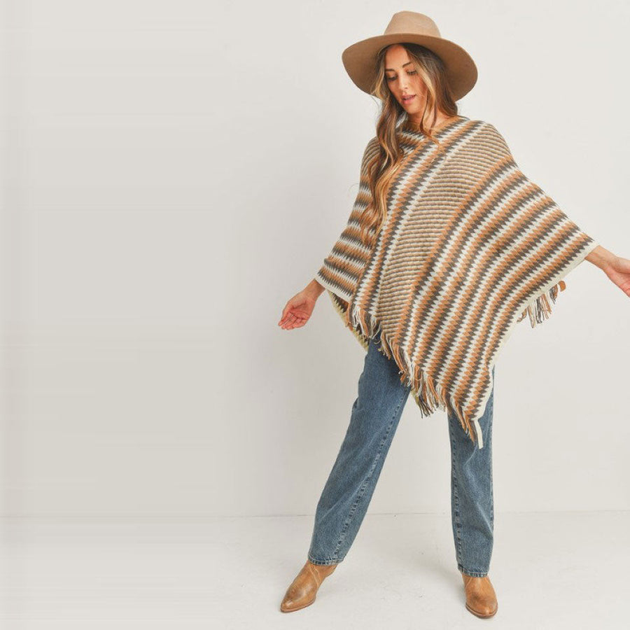 Classic Vneck Heavy Knit Poncho Top Image 1