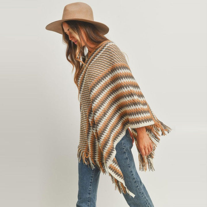 Classic Vneck Heavy Knit Poncho Top Image 2