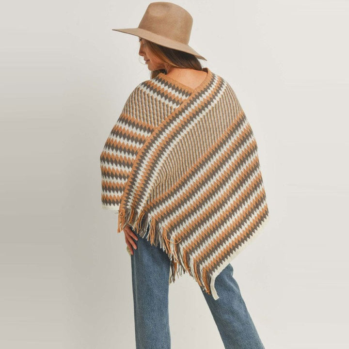 Classic Vneck Heavy Knit Poncho Top Image 3