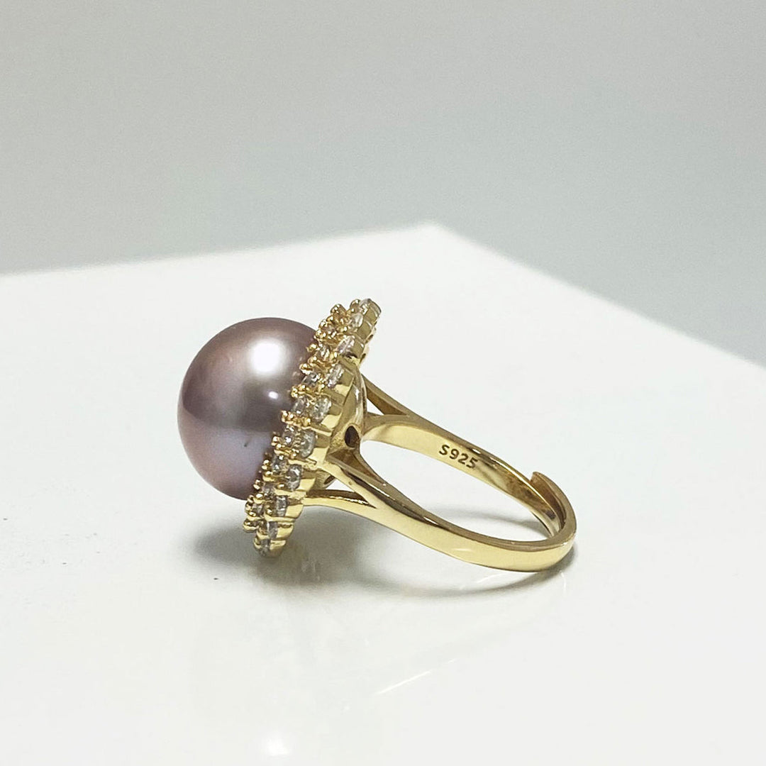Adele Fresh Water Pearl Ring with Circlet of Stones Image 4