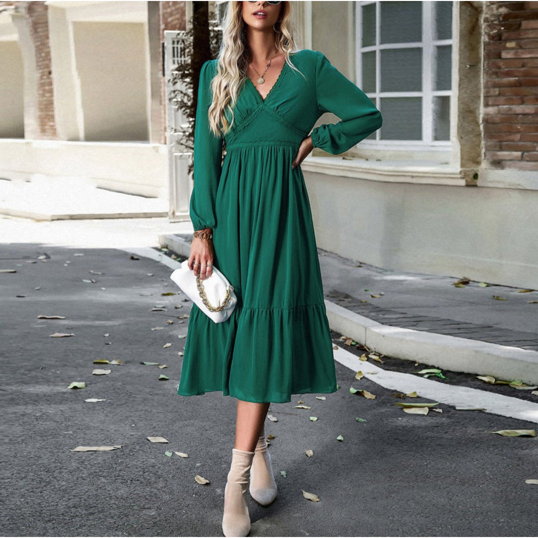 Crossed Front Ruffled Midi Dress Image 1