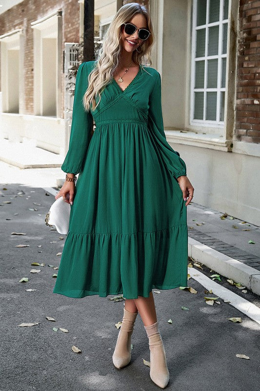 Crossed Front Ruffled Midi Dress Image 2