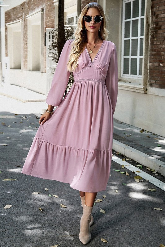 Crossed Front Ruffled Midi Dress Image 4