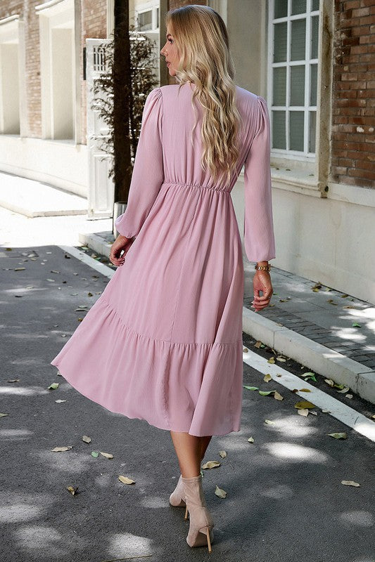 Crossed Front Ruffled Midi Dress Image 4