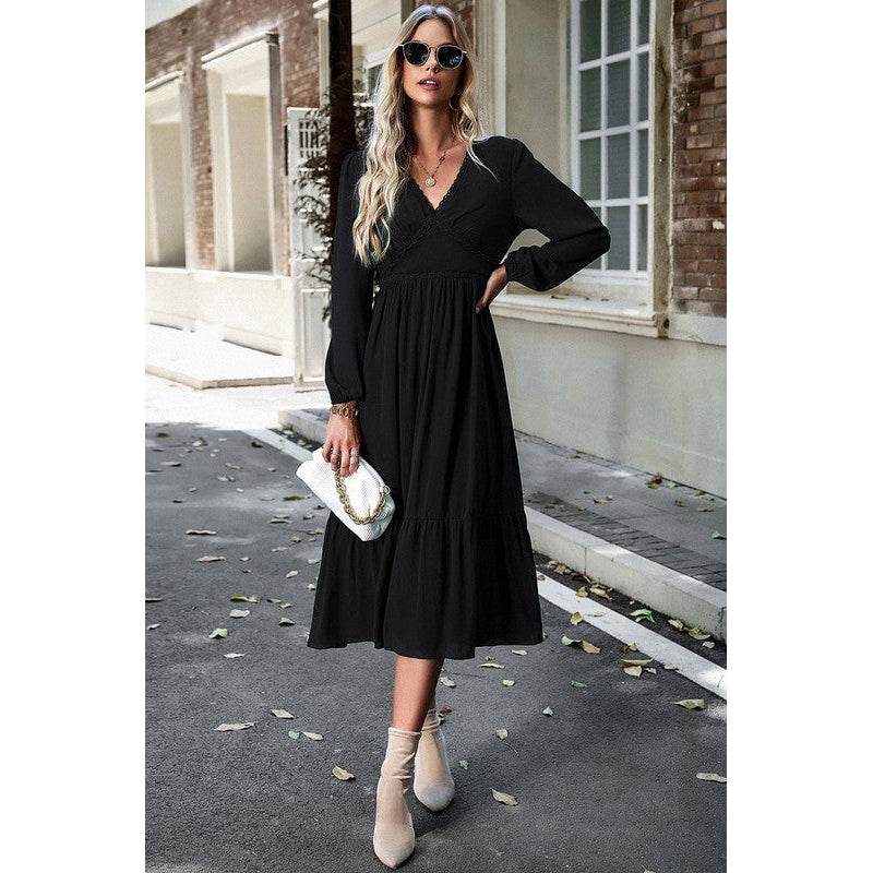 Crossed Front Ruffled Midi Dress Image 8