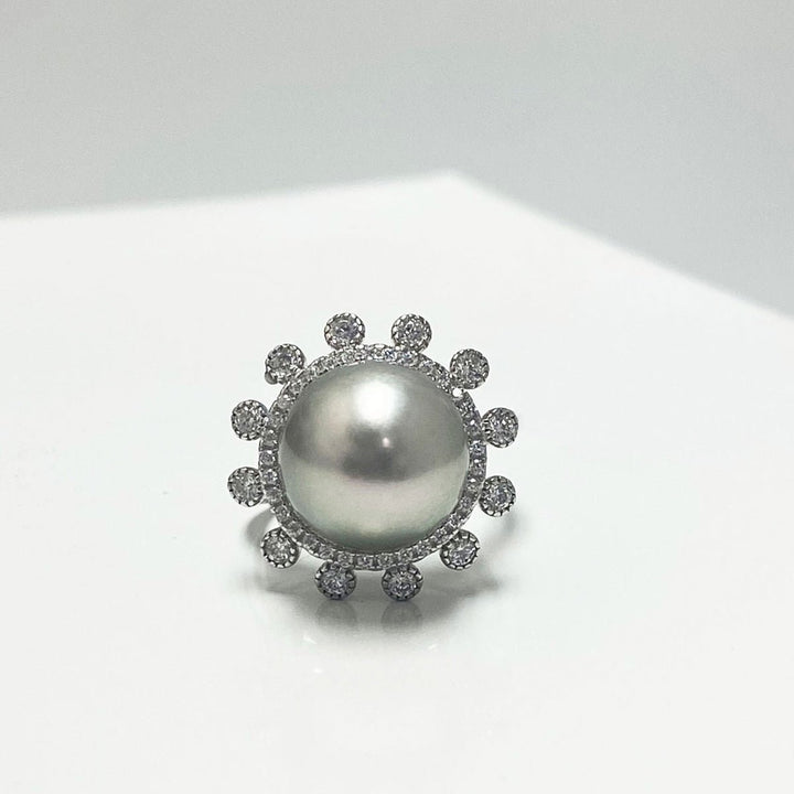 Aurelia Tahitian Pearl Sun Shaped Ring Image 2