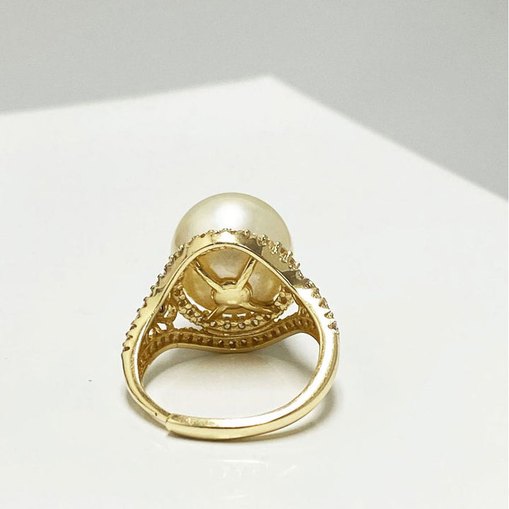 Ava South Sea Gold Pearl Pav Ring Image 4